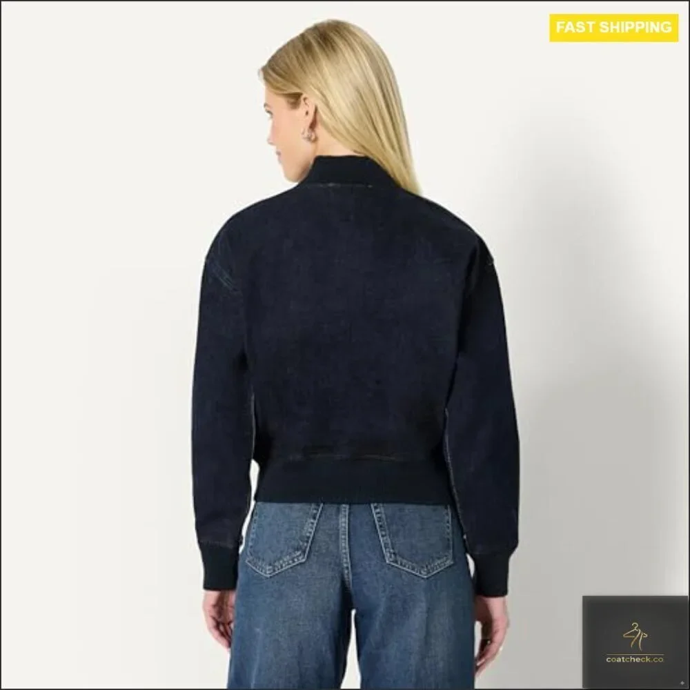 Relaxed Fit Denim Bomber Jacket, Padded Water Repellent, US Cotton